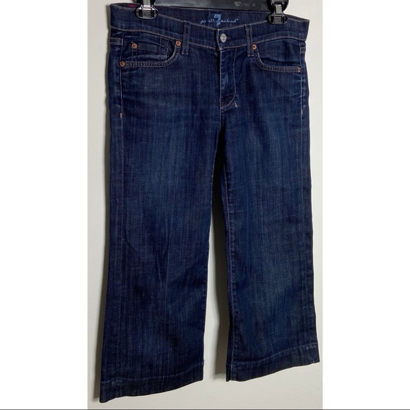 7 For All Mankind Women’s Dojo Capri Crop Dark Blue Jeans Size 27 - Picture 3 of 8
